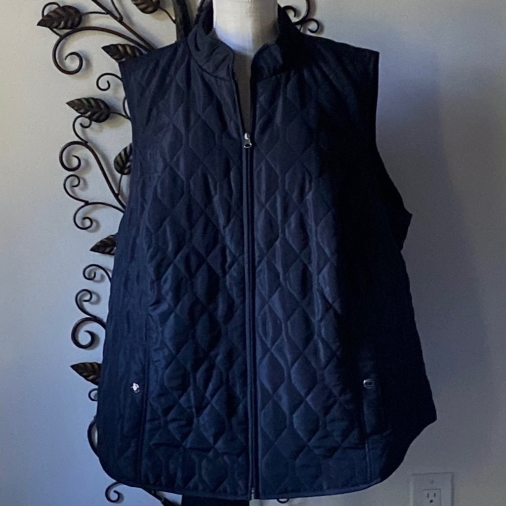 NWT Croft & Barrow Quilted Vest   Zip Closure   Pockets   Polyester   Black   2X
